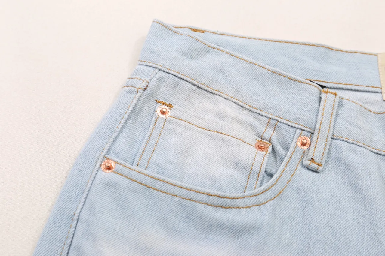 658#Gallery Dept New Mandarin Duck washed blue bootcut jeans blue spliced ​​denim trousers beautiful trendy trousers casual versatile trousers blue S~XL P250